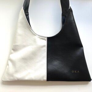 OKA Vegan Leather Black and White Triangle Bag